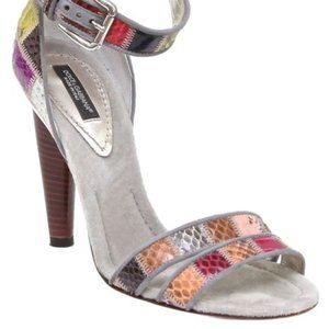 Pink Dolce & Gabbana Exotic Leather Strap Heel